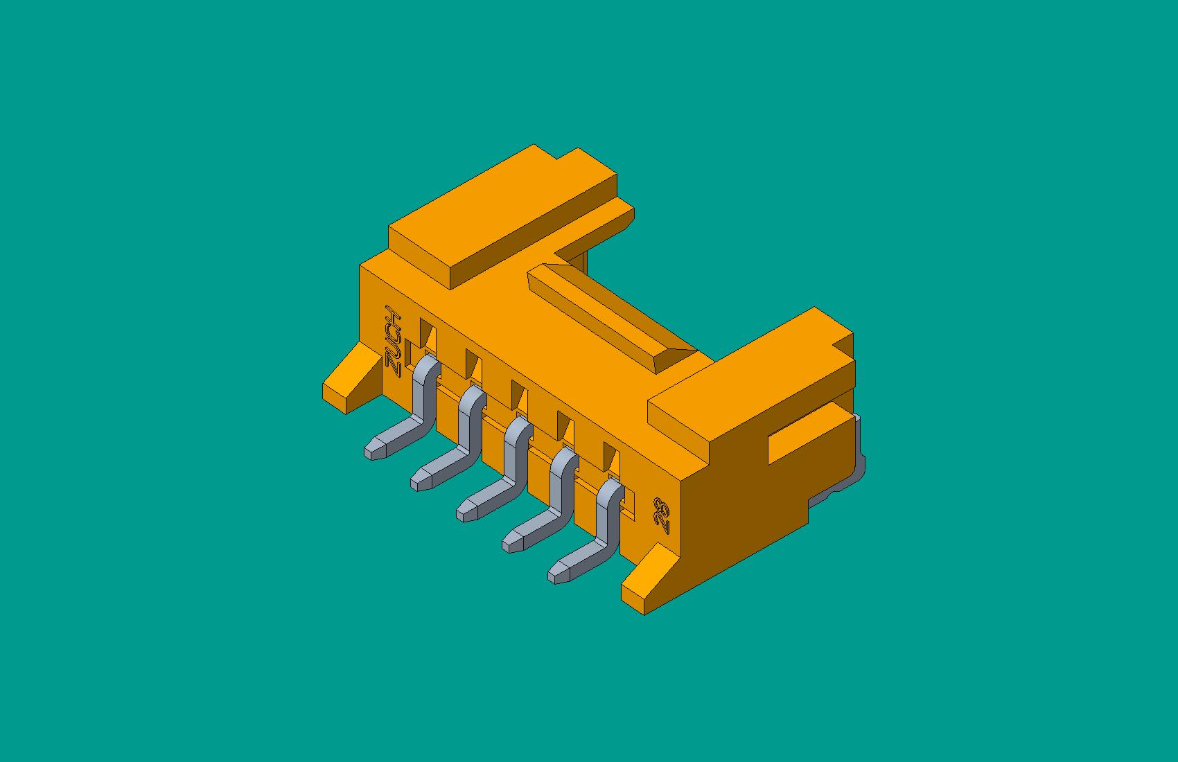 SMT-PH貼片彎針(臥貼)帶扣-4針(PA10T料)黃色
